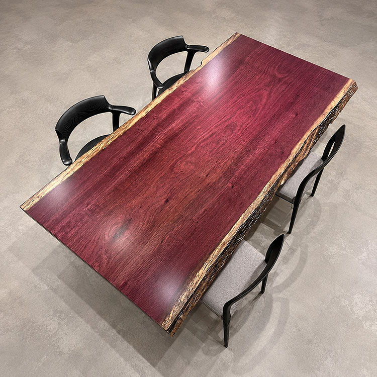 一枚板テーブル　パープルハート(杢)　653-1/2-10-2　(W200cm)　