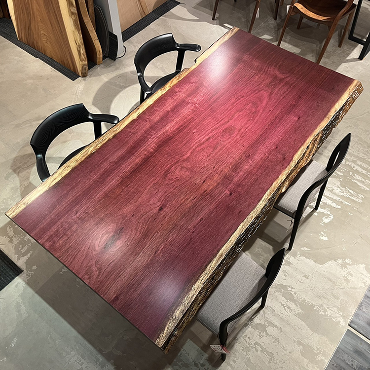 一枚板　パープルハート(杢)　653-1/2-10-2　(W200cm)　アウトレット品