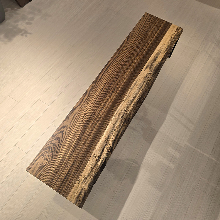 一枚板　ゼブラウッド　514-2/2-5-1（2個口）耳付　(W200cm)　テレビボード