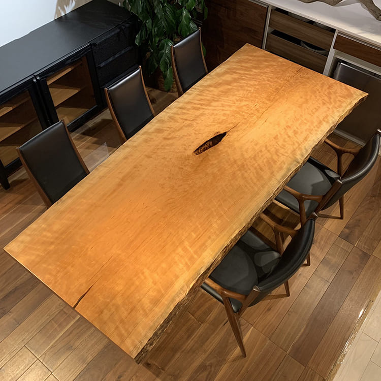【SOLD OUT】一枚板　チェリー(杢)　378-5　(W220cm)　ダイニングテーブル