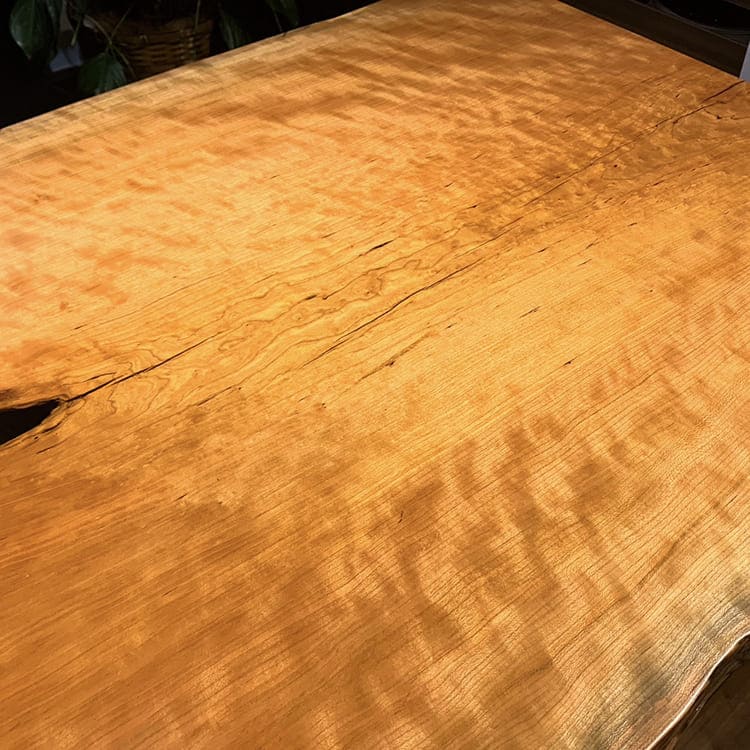 【SOLD OUT】一枚板　チェリー(杢)　378-5　(W220cm)　ダイニングテーブル