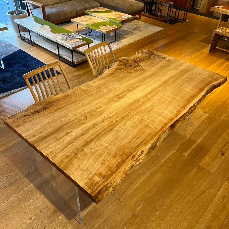 一枚板　ポプラ　270-1/2-6　(W200cm)　ダイニングテーブル