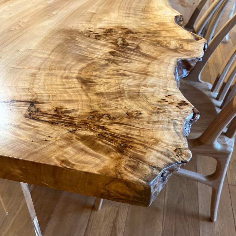 一枚板　ポプラ　270-1/2-6　(W200cm)　ダイニングテーブル