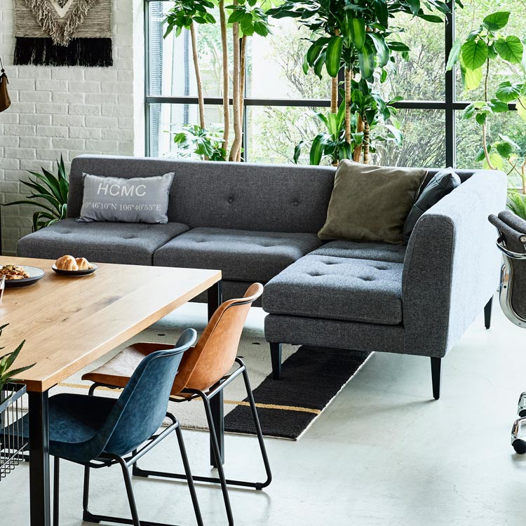 グレスソファ 2人掛け肘無 鉄脚