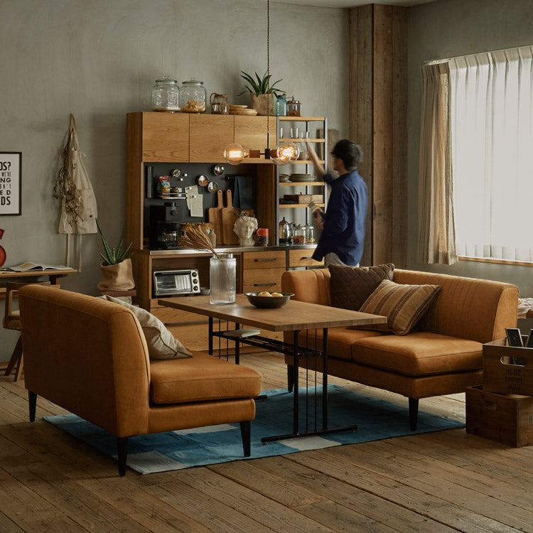 グレスソファ 2人掛け右肘 木脚