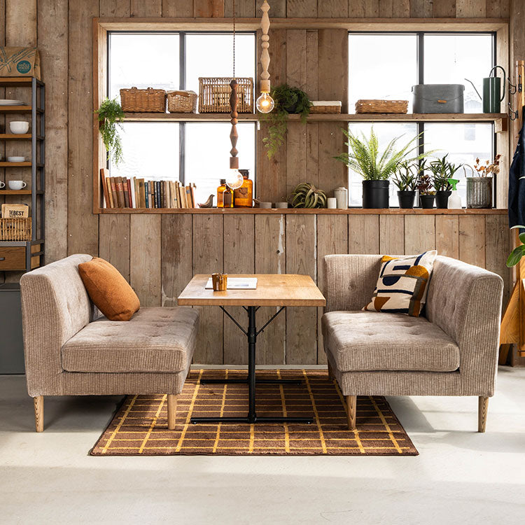 グレスソファ 2人掛け肘無 木脚