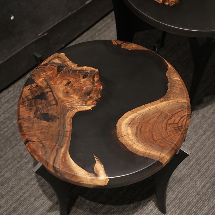 RESIN　ウォールナットサイドテーブル　H400/H500　2セット