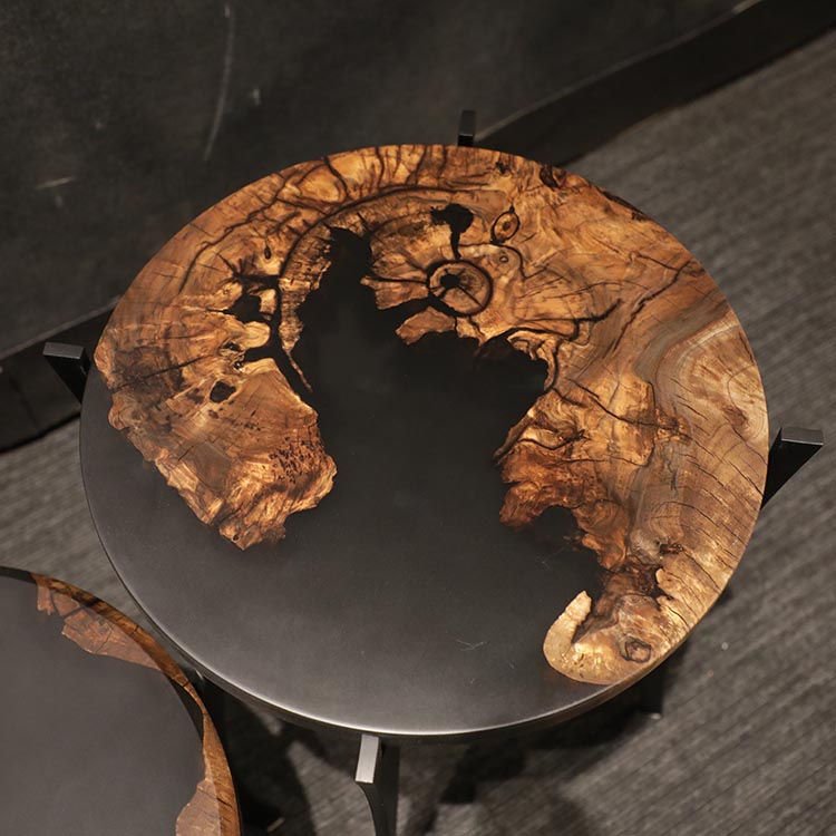 RESIN　ウォールナットサイドテーブル　H400/H500　2セット