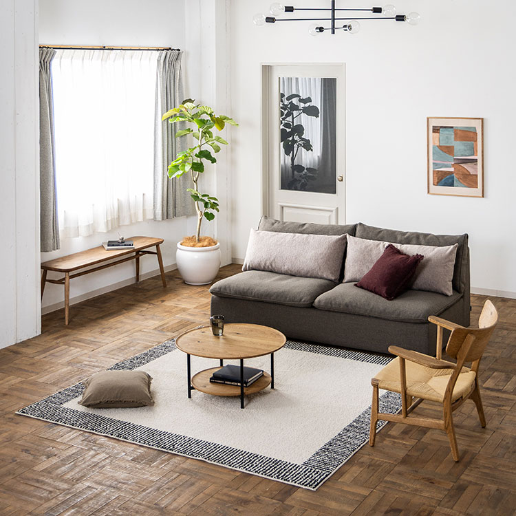 オフトソファ 1人掛け GRAチャコールグレー/TIMベージュ