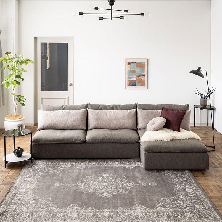 オフトソファ シェーズ GRAチャコールグレー/TIMベージュ