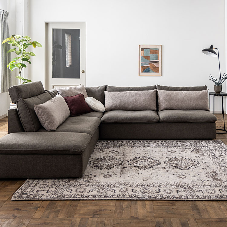 オフトソファ シェーズ GRAチャコールグレー/TIMベージュ