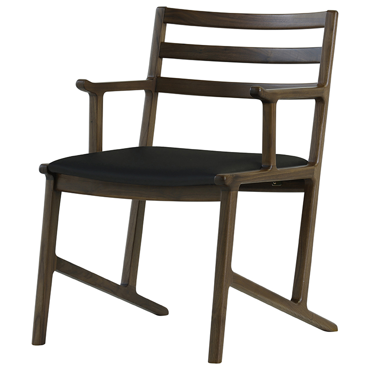 セルボ　ダイニングチェア　ビーチ材ウォールナット色　座面：合皮ブラック