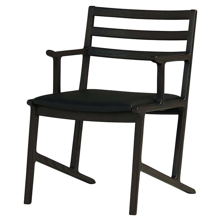 セルボ　ダイニングチェア　オーク材　ダーク色　座面：合皮ブラック