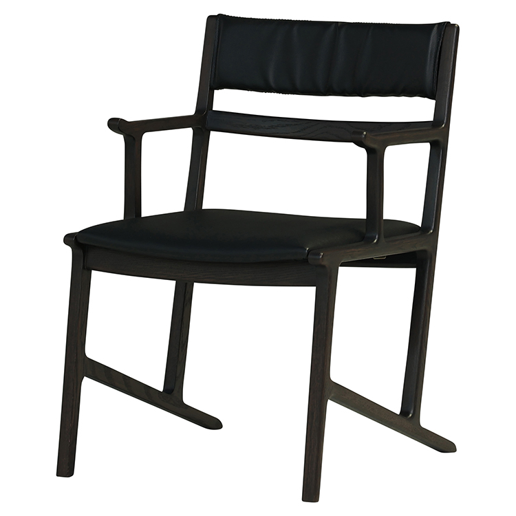 セルボ　ダイニングチェア　オーク材　ダーク色　座面：合皮ブラック