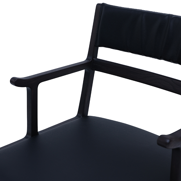 セルボ　ダイニングチェア　オーク材　ダーク色　座面：合皮ブラック