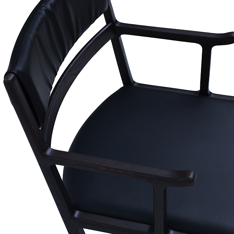 セルボ　ダイニングチェア　オーク材　ダーク色　座面：合皮ブラック