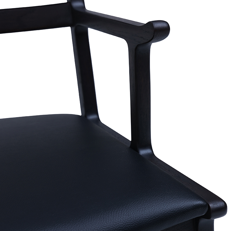 セルボ　ダイニングチェア　オーク材　ダーク色　座面：合皮ブラック