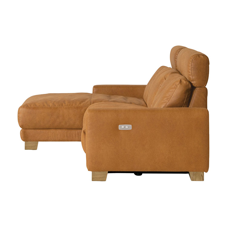 【直営店限定カラー】ハーデス ソファ 右カウチ レザーテックスキャメル[ks]