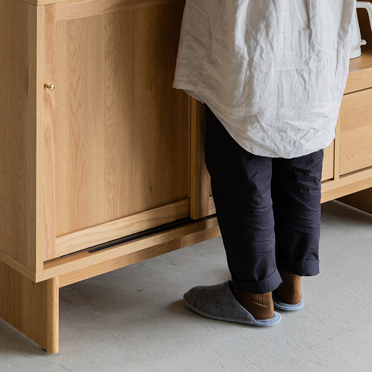 エルミー カップボード 140cm オークナチュラル