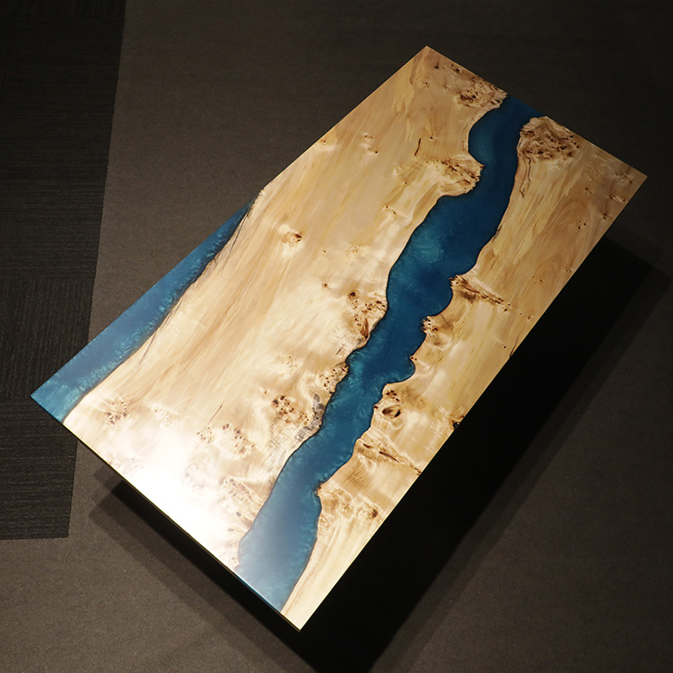 RESINテーブル　ポプラ(杢)　14-2+4　(W180cm)